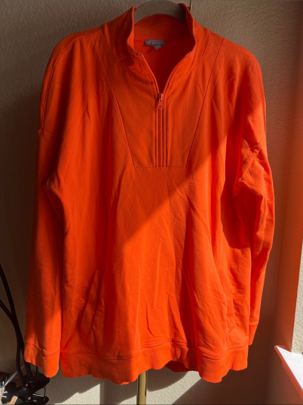 Talbots Bright Orange Lightweight Half-Zip Pullover with Pockets